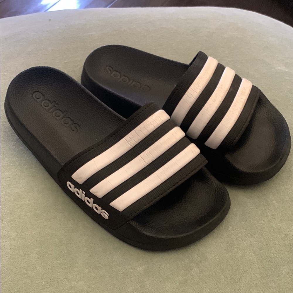 Adidas Black and White Slide Sandals